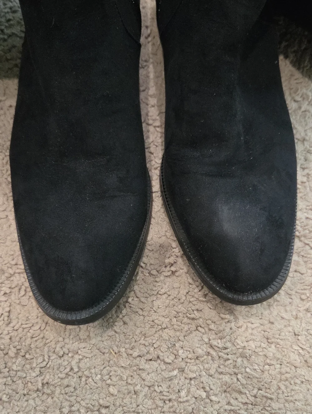 J.Crew Factory Black Microsuede Over The Knee OTK Boots Low Heel Size 9.5 AG056